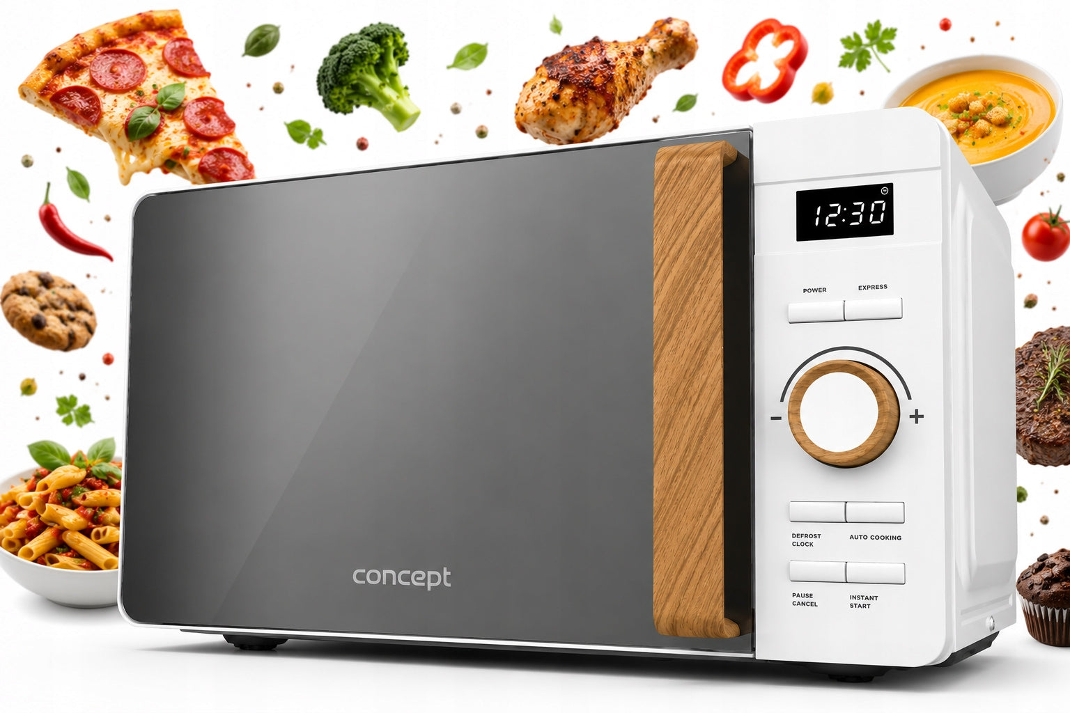 MICROWAVE OVEN WHITE LED 20L 800W PREMIUM CONCEPT Packaging status original