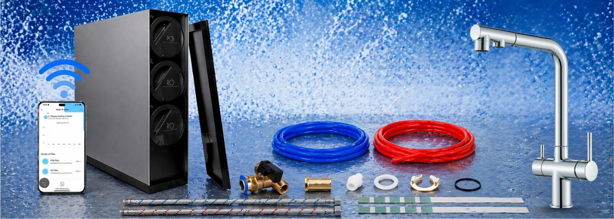 MIDEA 800GPD SMART WIFI REVERSE OSMOSIS SYSTEM WITH PUMP AND KITCHEN FAUCET Packaging status original