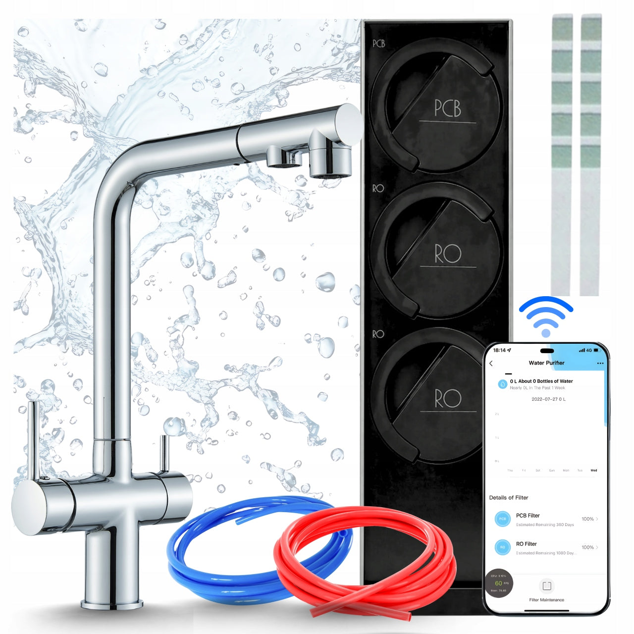 MIDEA 800GPD SMART WIFI REVERSE OSMOSIS SYSTEM WITH PUMP AND KITCHEN FAUCET