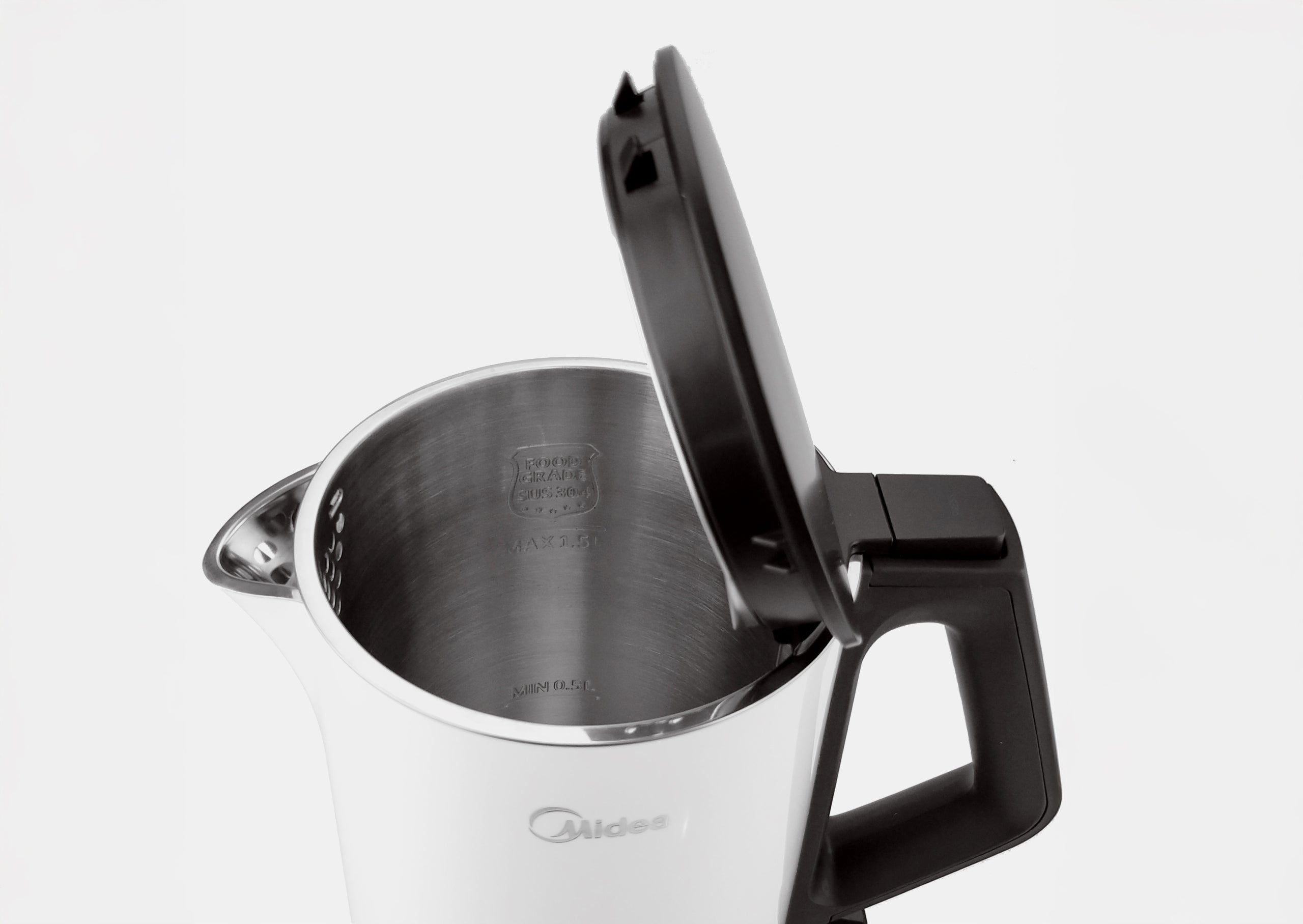 MIDEA ELECTRIC KETTLE 1.5L 2000W WHITE FAST COOKING LED FILTER STEEL Power 2200 W
