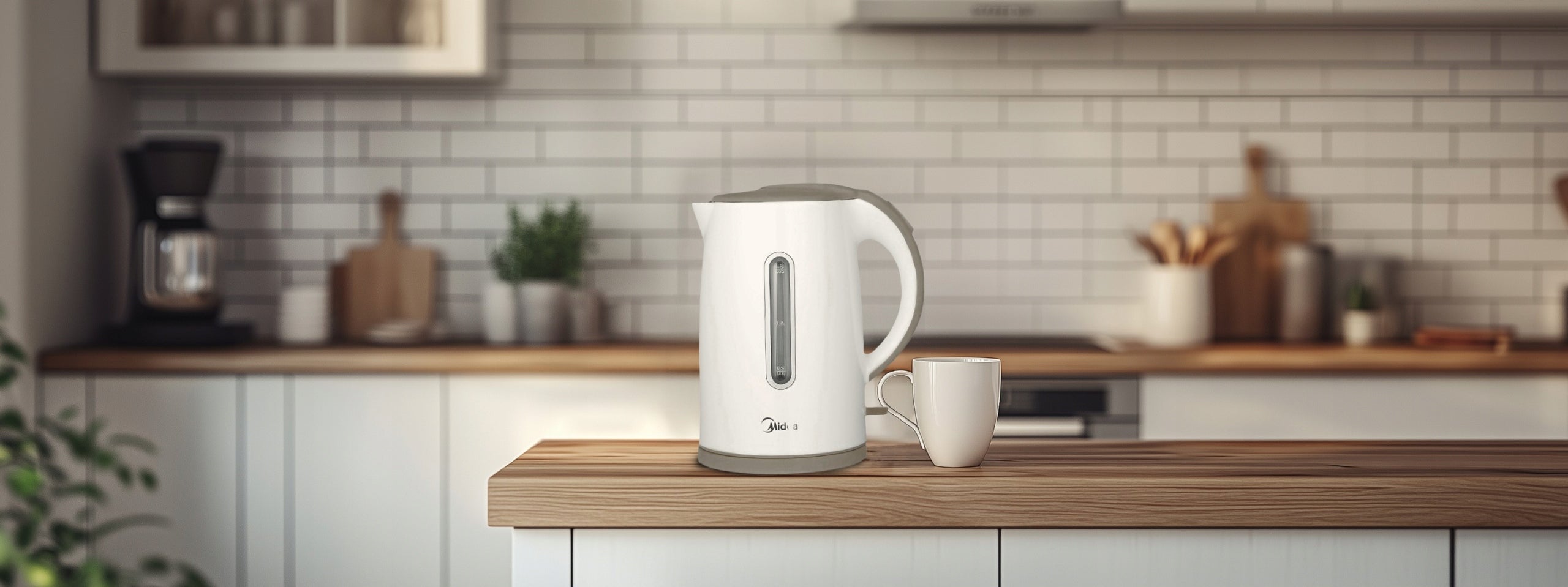 MIDEA ELECTRIC KETTLE 1.7L 2200W WHITE FAST COOKING LED STEEL Model MK-17S30D2