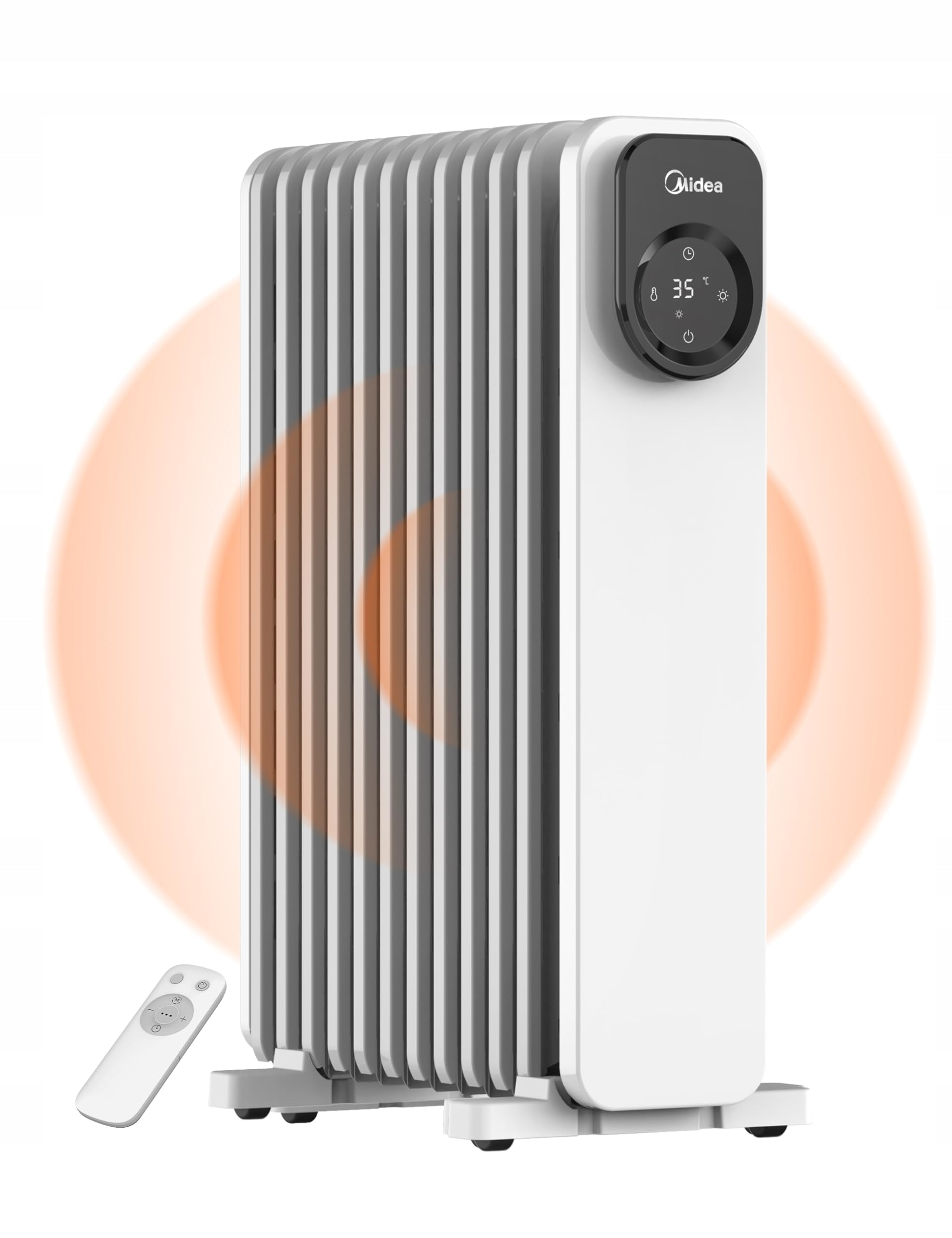 MIDEA Oil Heater Mobile 11 Ribs Remote Control LED Screen 2300W Quiet