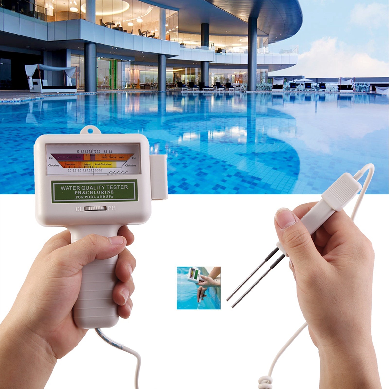 MIERNIK CHLORU I PH WODY DO BASENU TEST TESTER PASKI DO KALIBRACJI GRATIS Packaging status original
