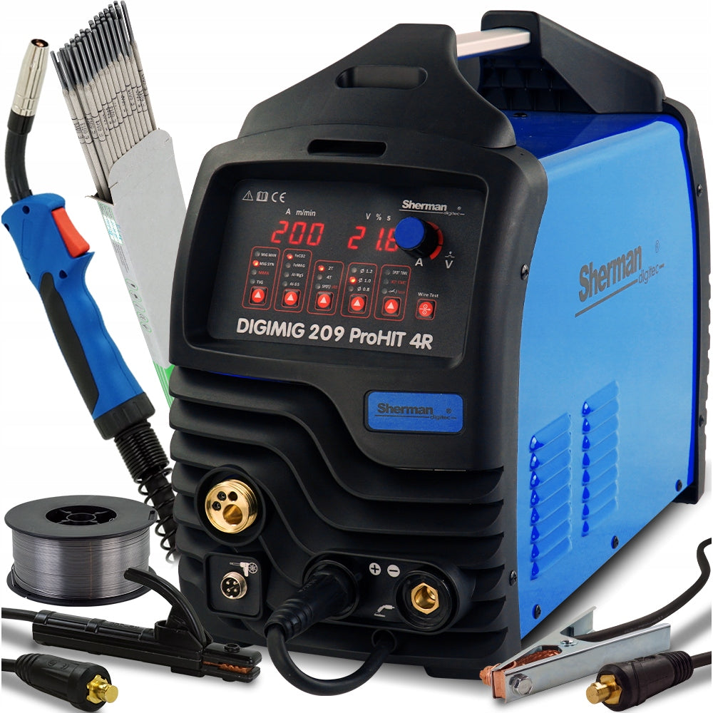 MIG WELDING MACHINE SHERMAN 200A Synergia MAG TIG 230V 4X4 Inverter FREEBIES