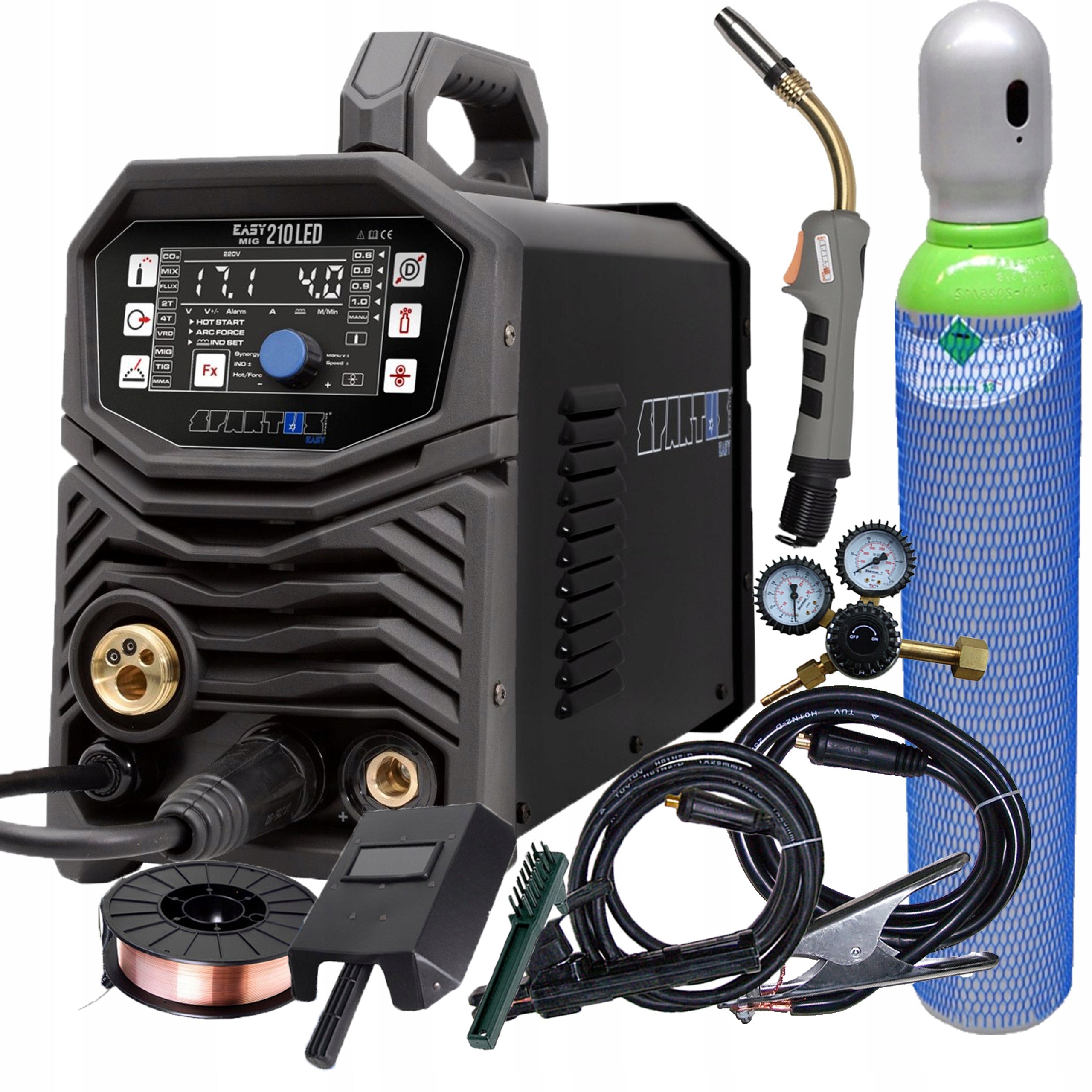 MIG welder Spartus EasyMig 210 LED Synergy 200A Cylinder set reducer