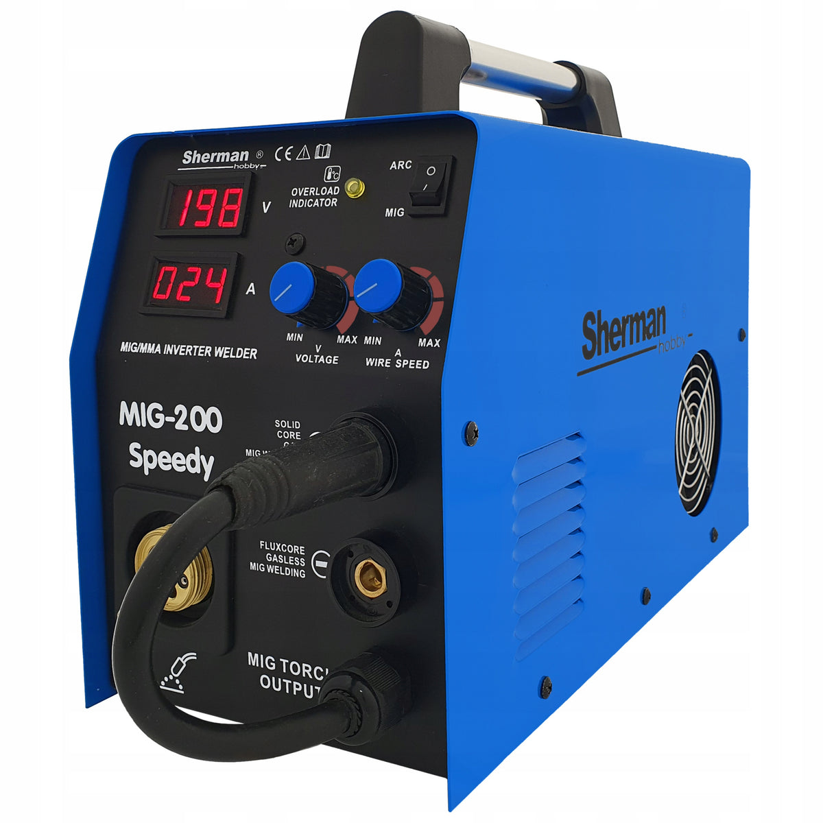 MIGOMAT MIG 200 Speedy SHERMAN 2in1 Inverter MMA 230V 200A Packaging status original