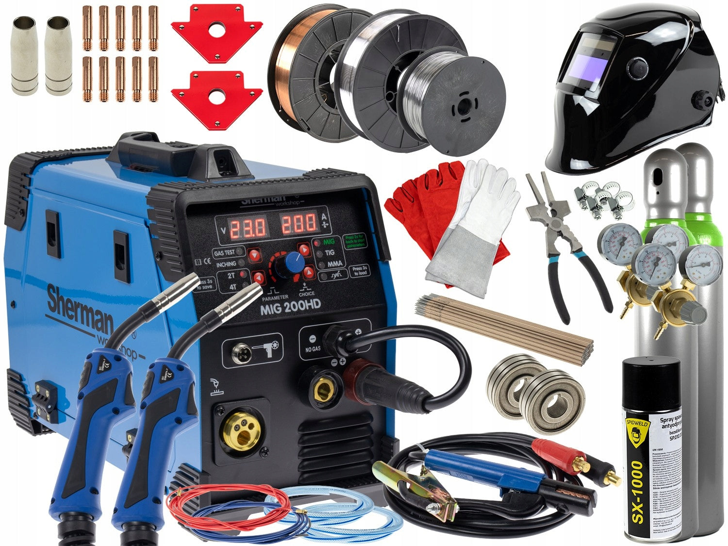 MIGOMAT MIG/MAG WELDING MACHINE synergy MMA TIG Lift SHERMAN IGBT 230V Set