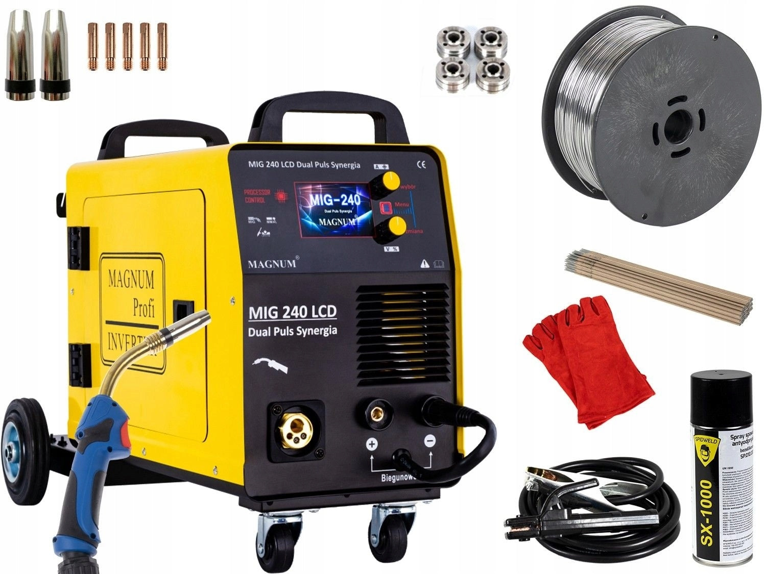 MIGOMAT MIG/MAG inverter welding machine Magnum 200A MMA 230V LCD PULS SET