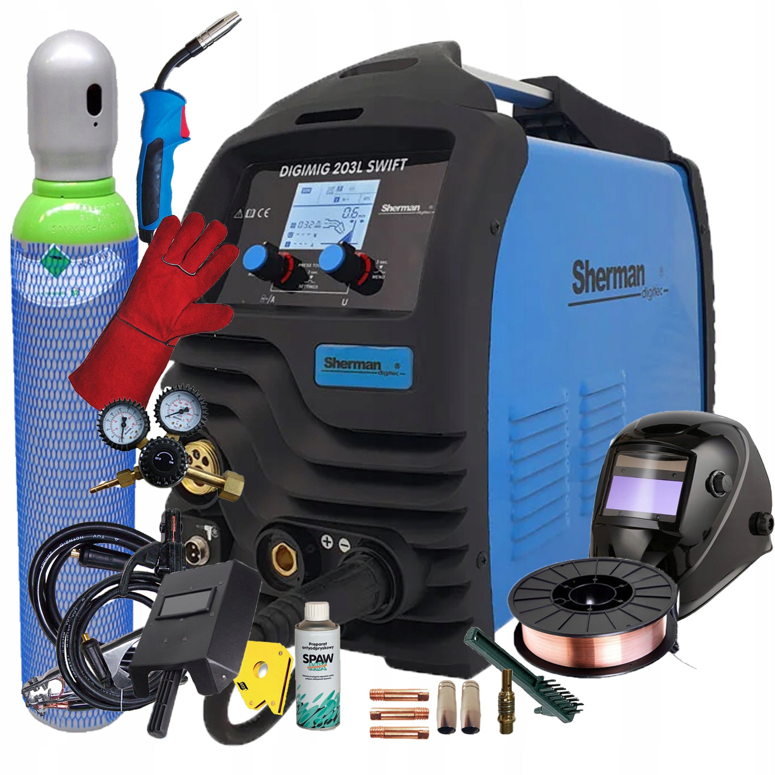 MIGOMAT SHERMAN DIGIMIG MIG 203L SWIFT TIG MMA 3W1 200A SET
