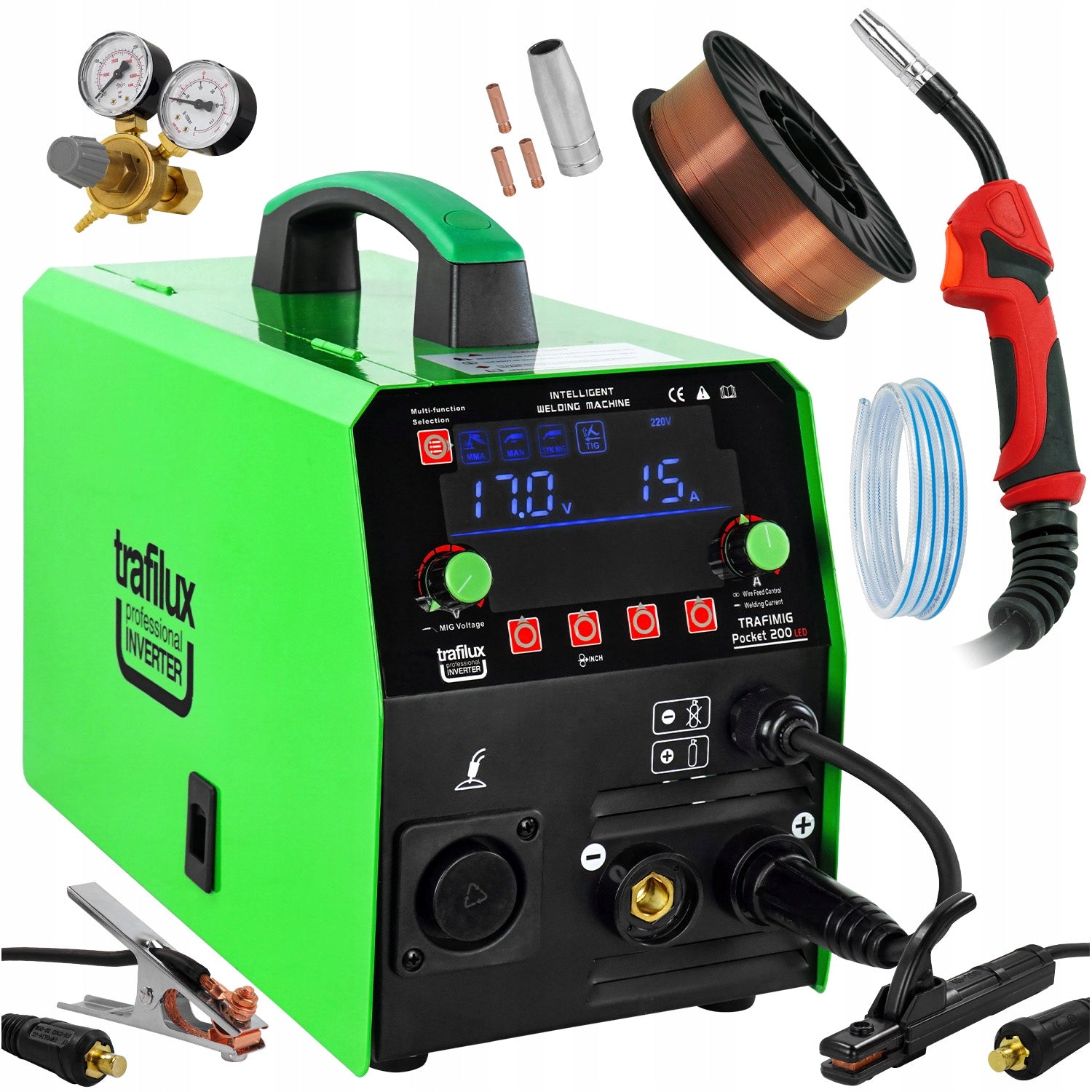 MIGOMAT Trafilux MIG 200 LED MMA TIG Lift Synergy Spot MAG