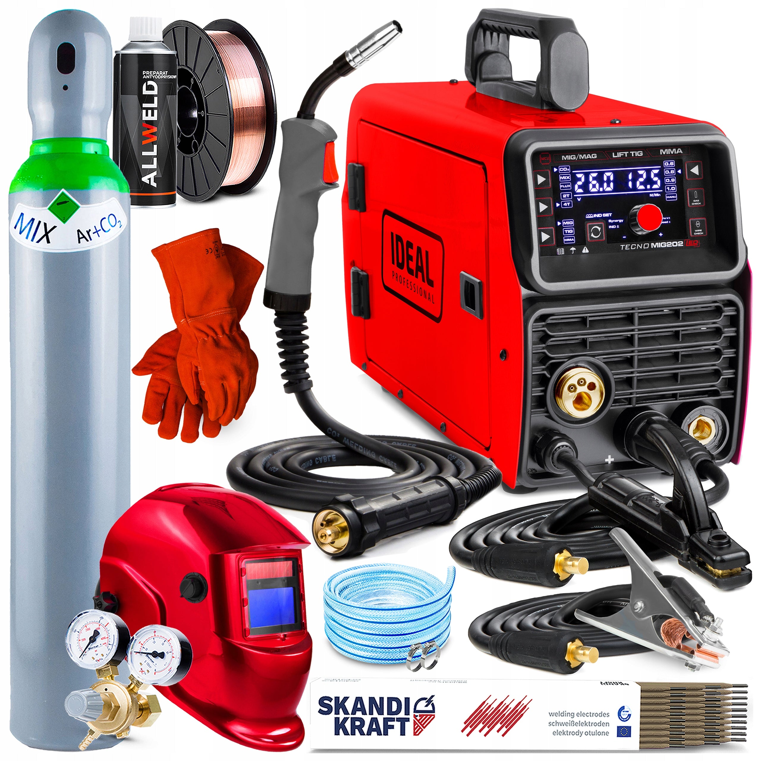 MIGOMAT WELDING MACHINE IDEAL TECNO MIG 202 LED MMA TIG SYNERGY 200A IGBT ALU