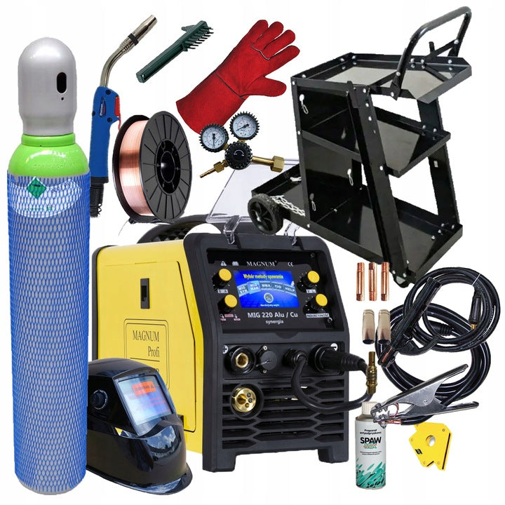 MIGOMAT WELDING MACHINE MAGNUM MIG 220 ALU CU SYNERGY MMA TIG 230V 200A IGBT 3IN1