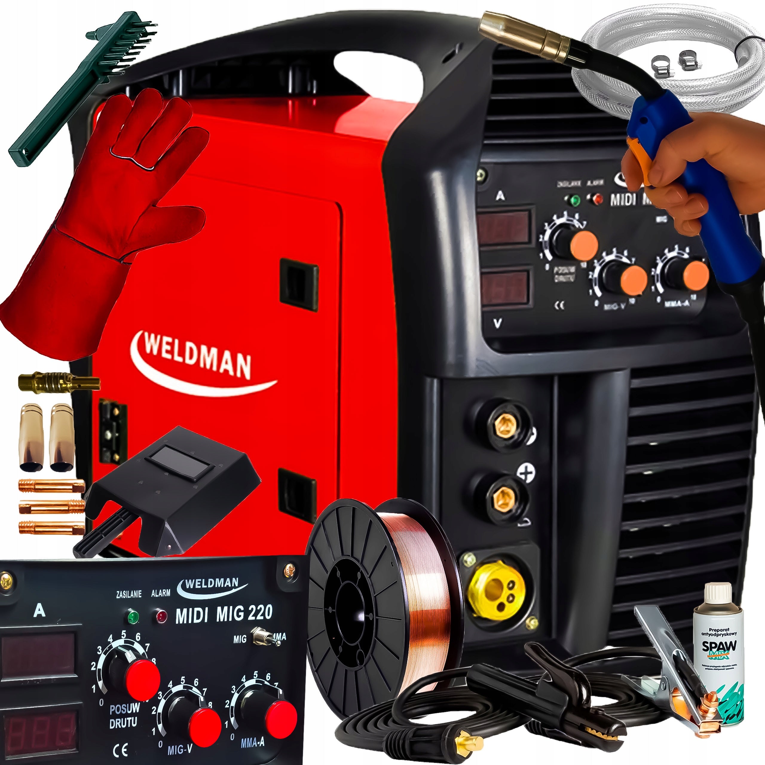 MIGOMAT WELDING MACHINE WELDMAN MIDI MIG 220 220A MMA TIG 3IN1 SET