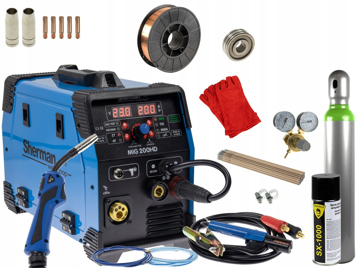 MIGOMAT inverter welding machine MIG MAG 230V 200A SYNERGY Sherman MIG Set