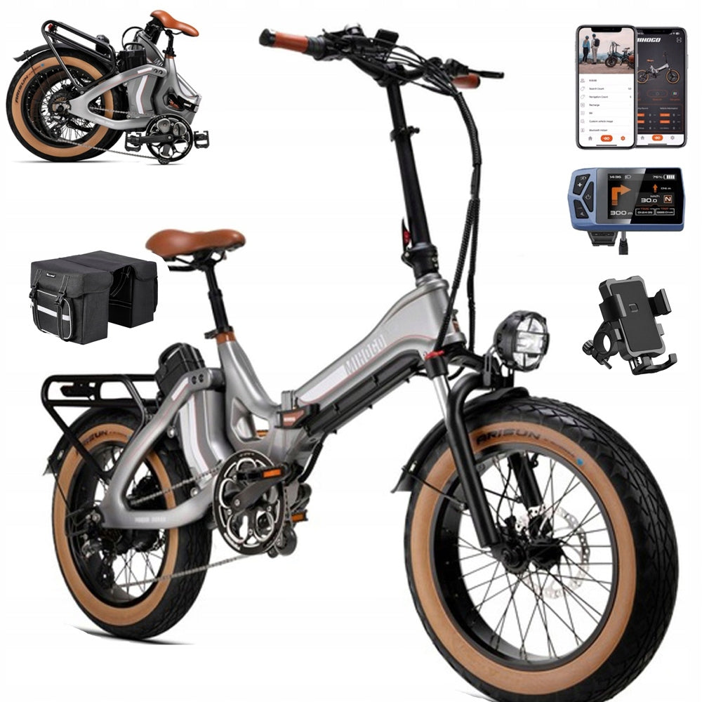 MIHOGO ONE max Electric Bike 1000W 48V 12.8/16Ah Dual Battery App Control 20" Wheels