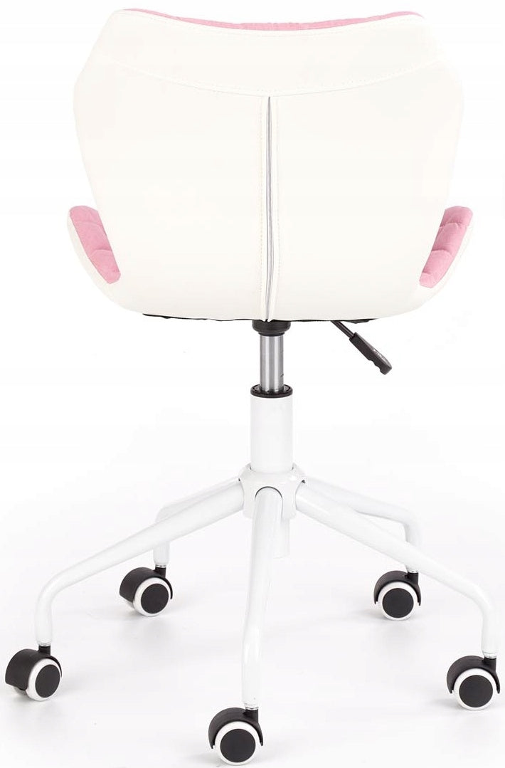 MILA Swivel Chair Desk Pink Youth White Suede