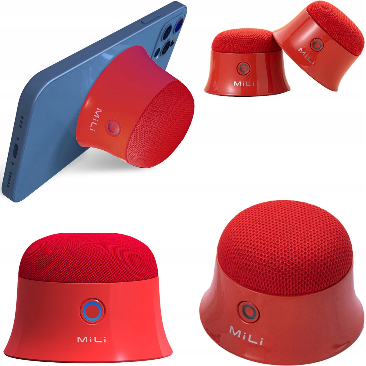 MILI small compact magnetic speaker red phone stand Batteries included no