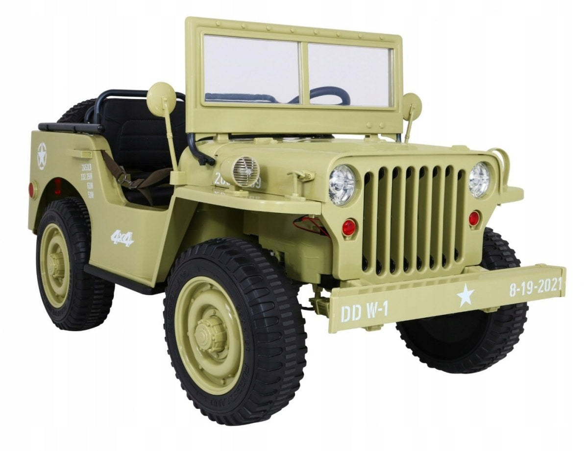 MILITARY CAR JEEP WILLYS FOR BATTERY 4x120W 24V20Ah 4X4 FOR 3 CHILDREN Packaging status original