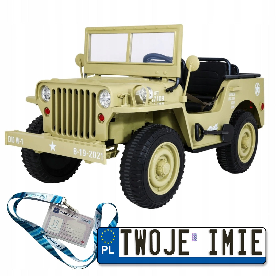 MILITARY CAR JEEP WILLYS FOR BATTERY 4x120W 24V20Ah 4X4 FOR 3 CHILDREN