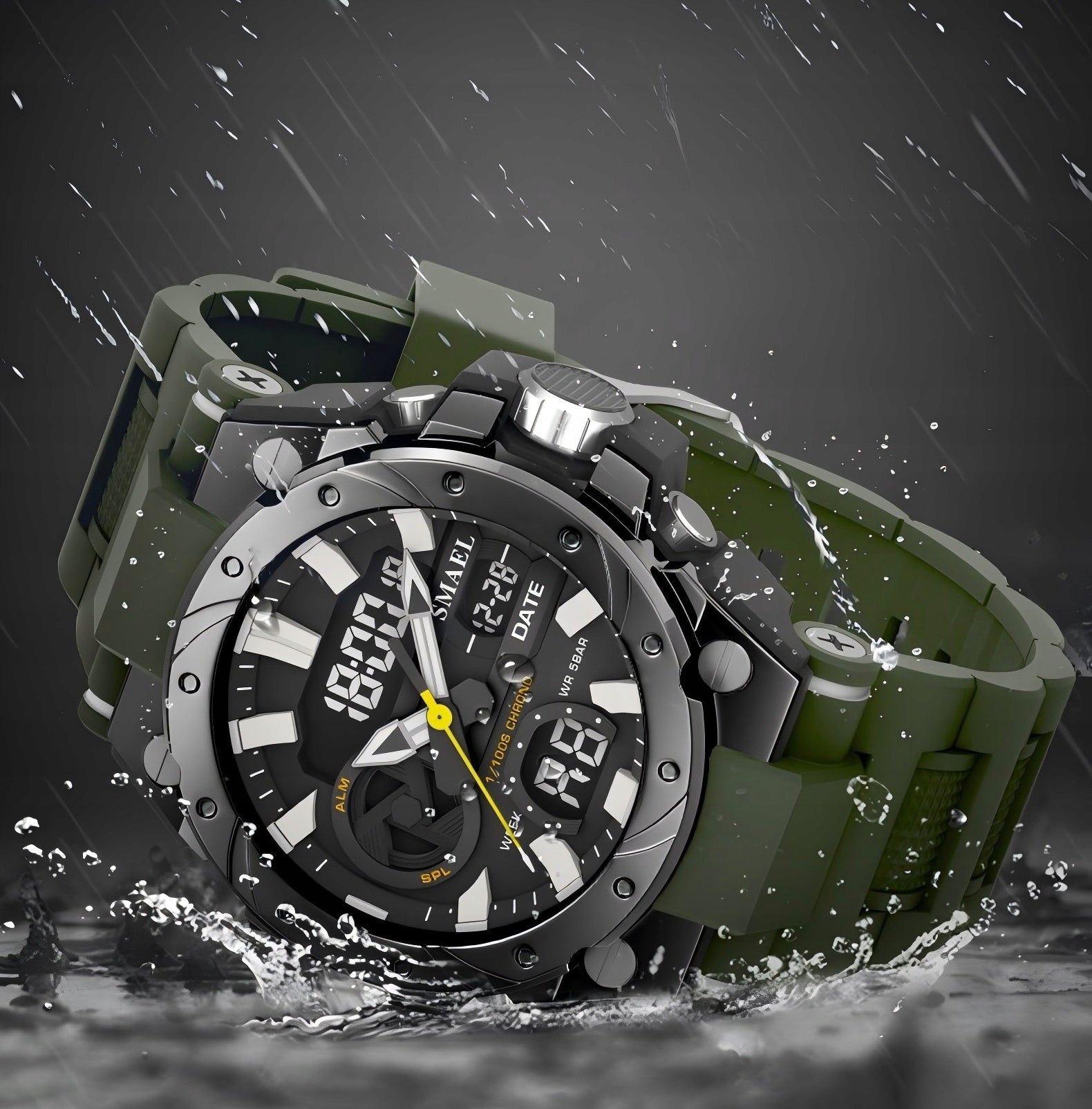 MILITARY CHILDREN'S WATCH SHOCKPROOF WATERPROOF WITH ALARM AND CALENDAR Batteries included yes