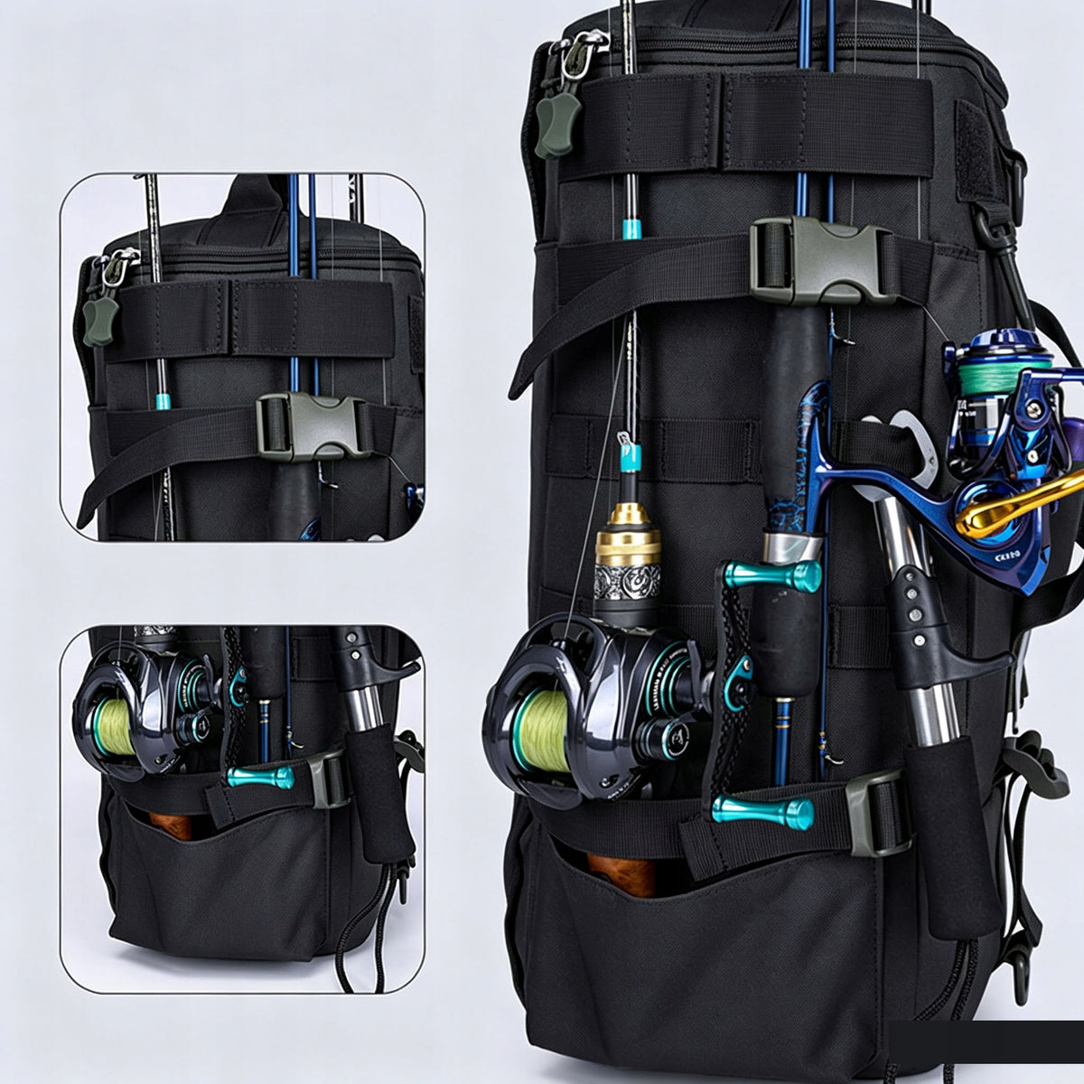 MILITARY TACTICAL HIKING BACKPACK 25L LARGE CAMPING BACKPACK WATER RESISTANT Additional features one shoulder sack with pockets flap
