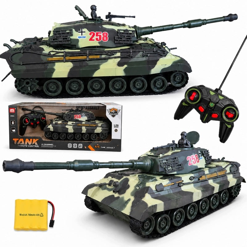 MILITARY TANK ON TRACKS REMOTE CONTROLLED REMOTE CONTROL BATTERY TOY