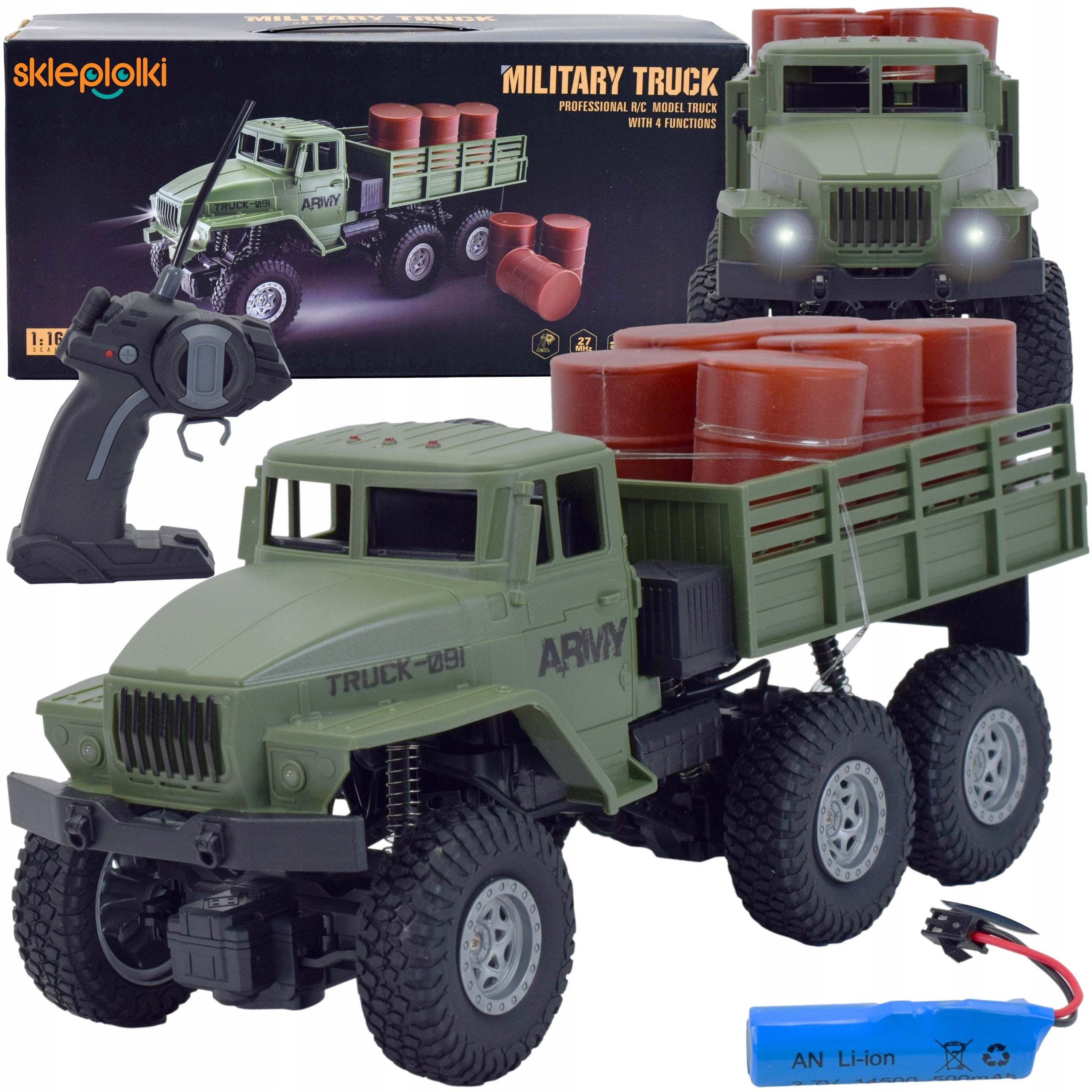 MILITARY TRUCK URAL Remote Controlled Scale 1:16 6x6 LED Lights