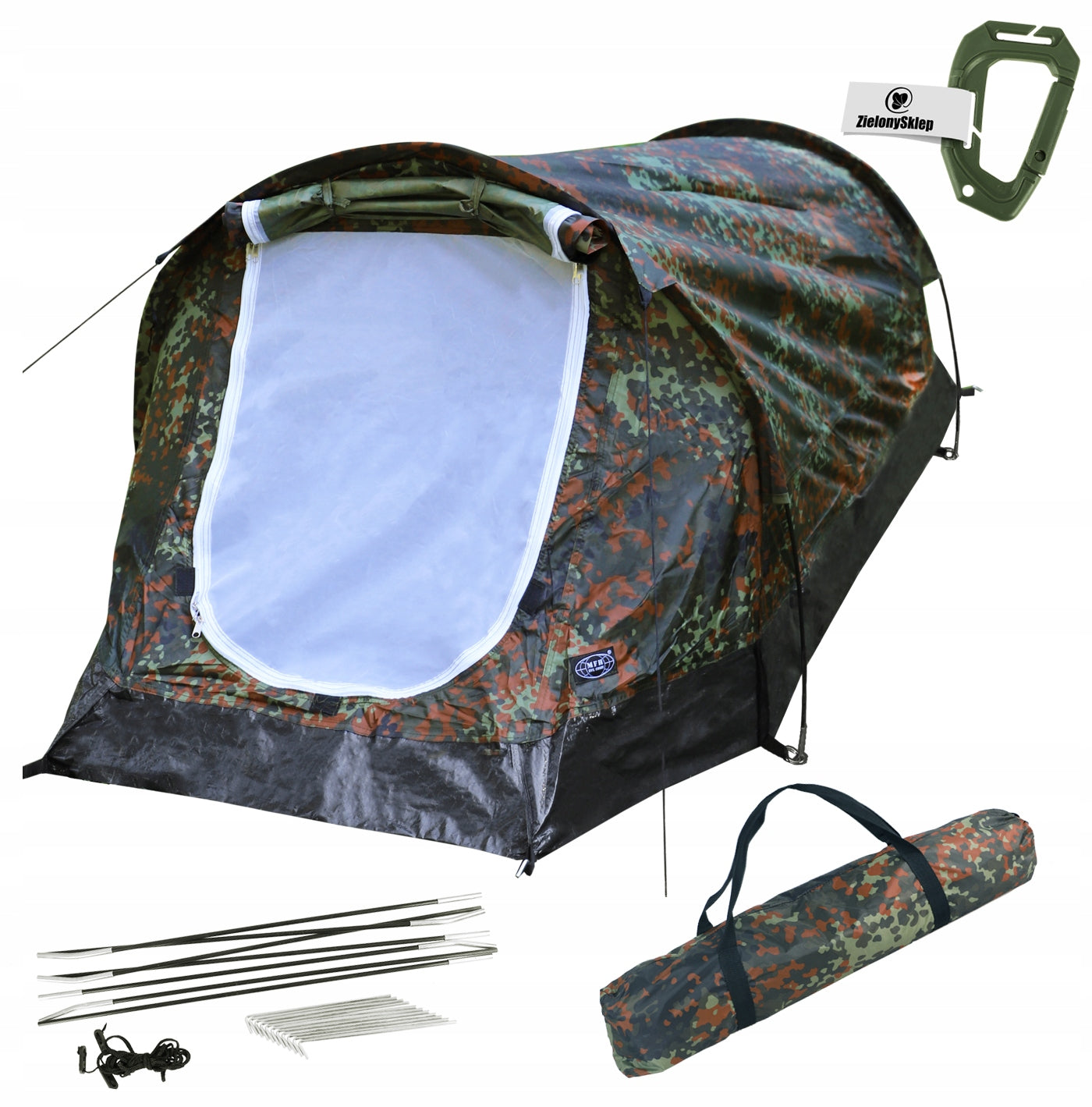 MILITARY TUNNEL TENT MINK 1 Person MFH Flecktarn +GR.