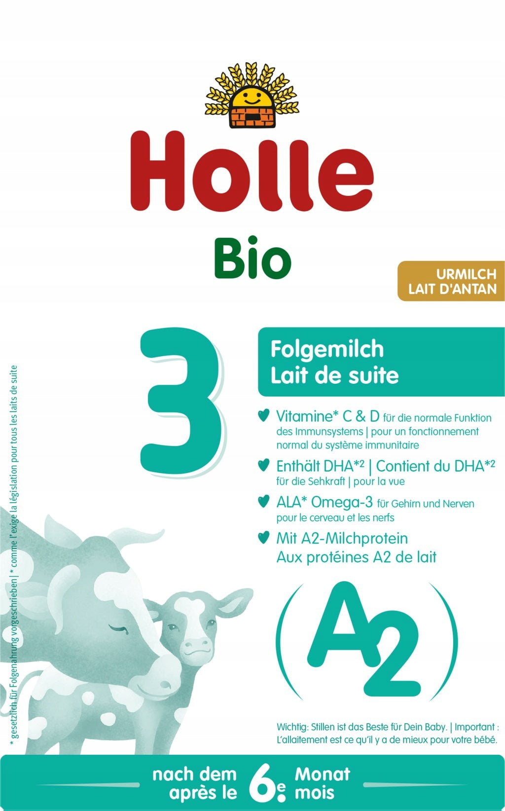 MILK A2 COWS 3 NEXT FOR BABIES AFTER 6 MONTHS BIO 400 g - HOLLE