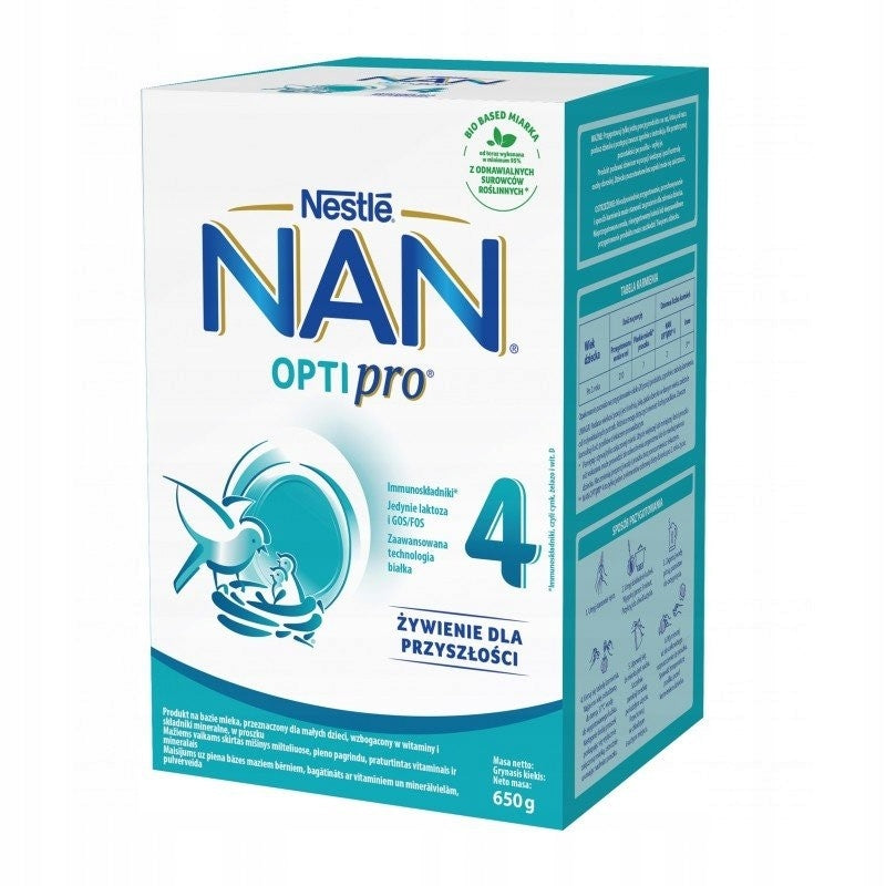 MILK POWDER FOR CHILDREN AFTER 2 YEARS NESTLE NAN OPTIPRO 4 CARTON 650g Packaging status original