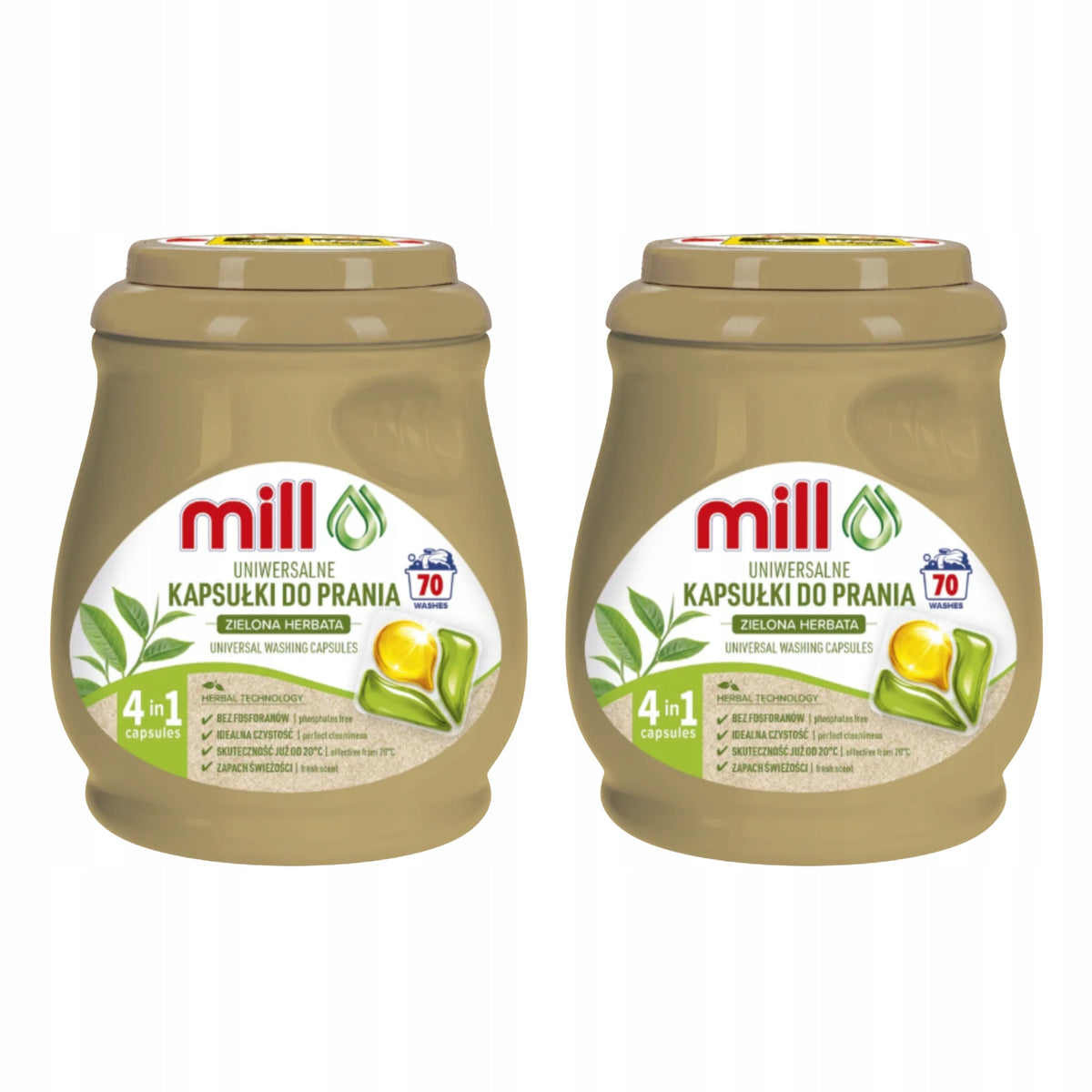 MILL Green Tea Washing Capsules Universal Phosphate Free 70pcs x2