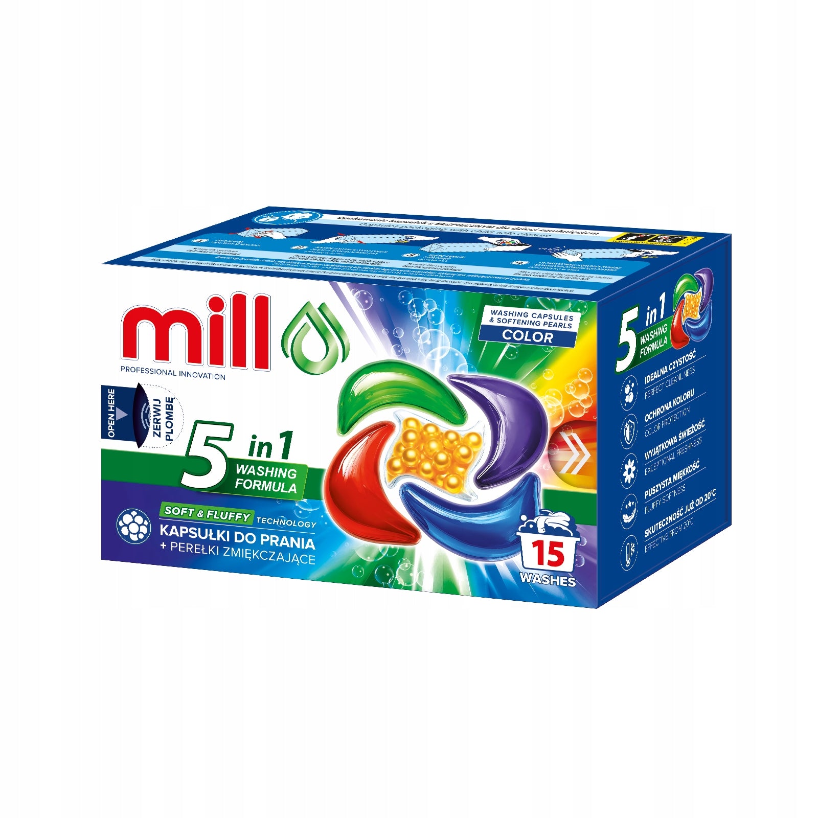 MILL Washing capsules + softening pearls COLOR 15 pcs. 5KWB.K