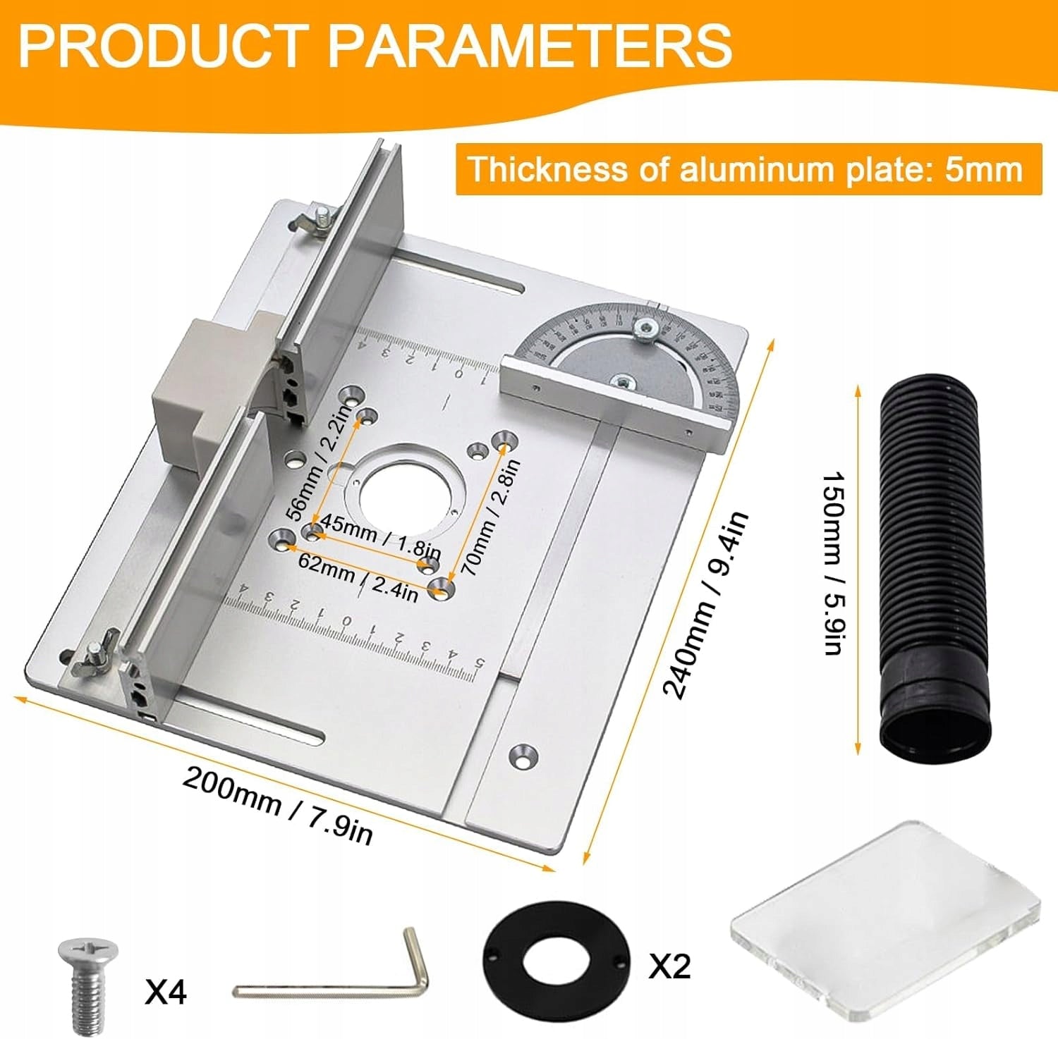 MILLING PLATE MILLING TABLE SET 240X200X5MM ALUMINUM SILVER Brand no brand