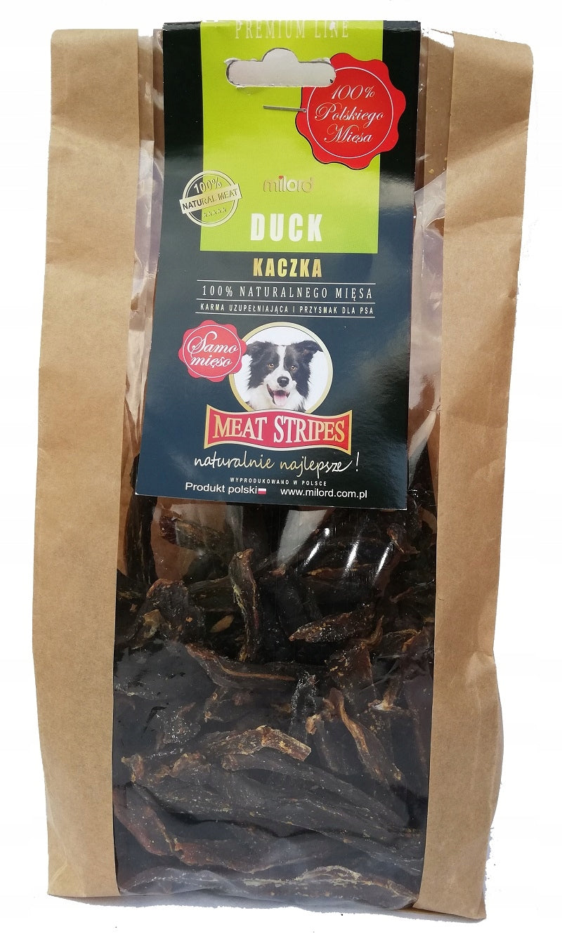 MILORD DOG TREAT MEATSTRIPES 100% DUCK 400 g.