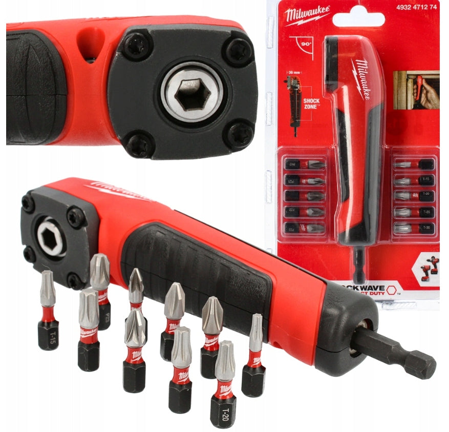 MILWAUKEE Impact Angle Cap 90 SHOCKWAVE Bits 4932471274 + Bits