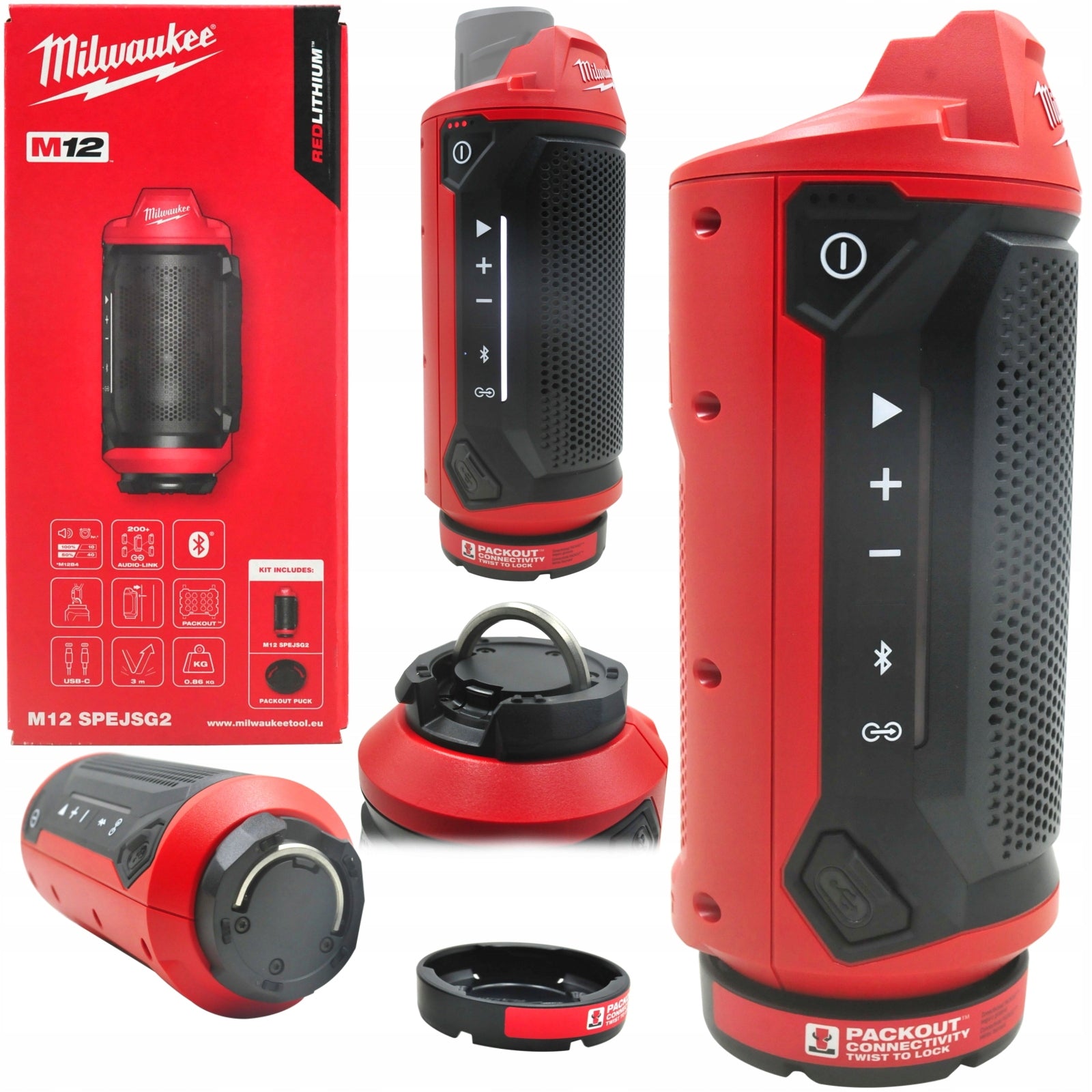 MILWAUKEE M12 SPEJSG2-0 Wireless BLUETOOTH Speaker 60M USB-C PACKOUT