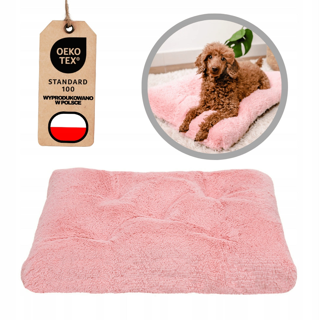 MIMIKO Pets Rectangular Shaggy Bed L 65x45cm pink