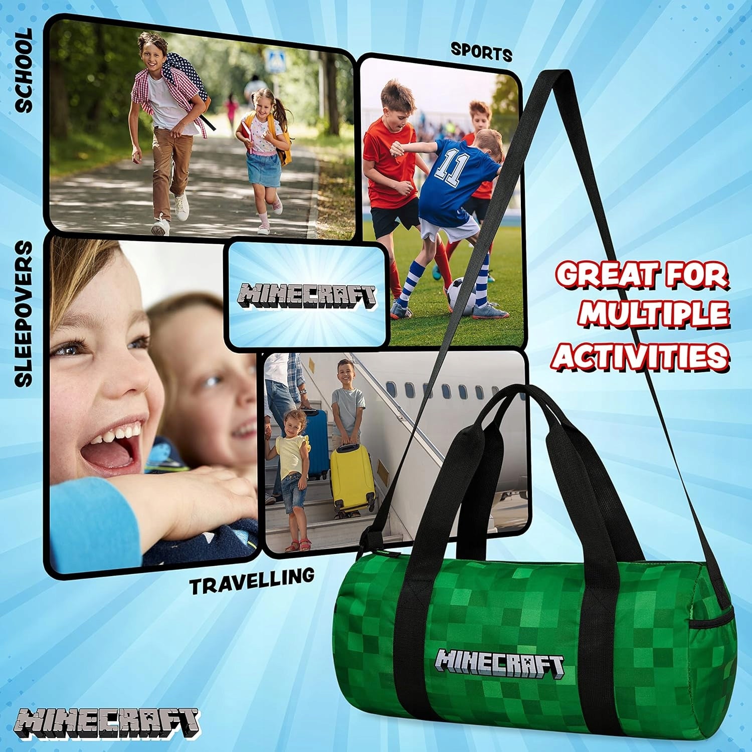 MINECRAFT SPORTS BAG FOR CHILDREN'S GYM GREEN Brand Minecraft