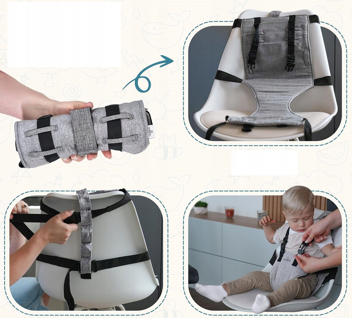 MINETO Children's Hiking Chair Portable Seat Chair Straps Packaging status original