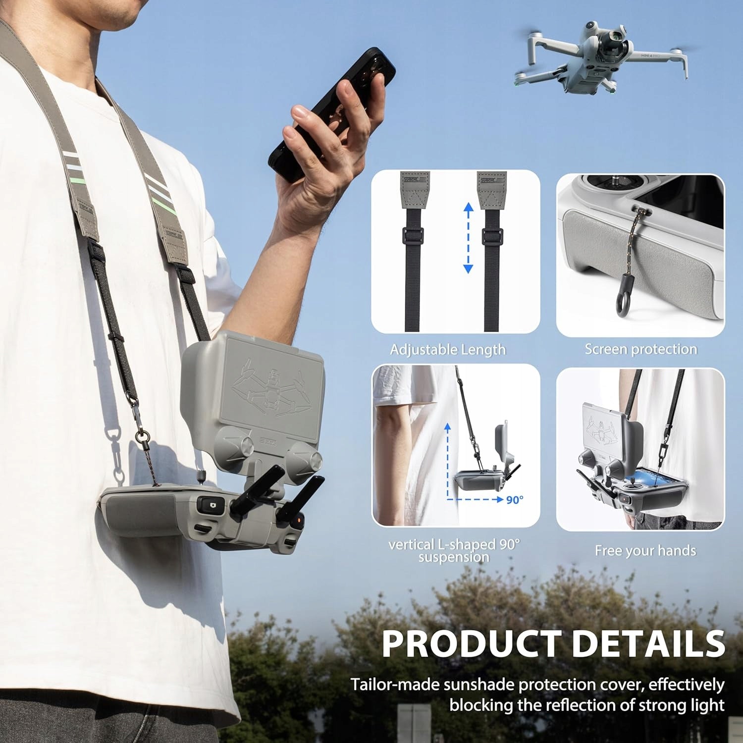 MINI 4 PRO SUN HOOD+LANYARD FOR DJI RC2/RC SUNSHADE FOR DJI FLIP/NEO/MINI 3 Batteries included no