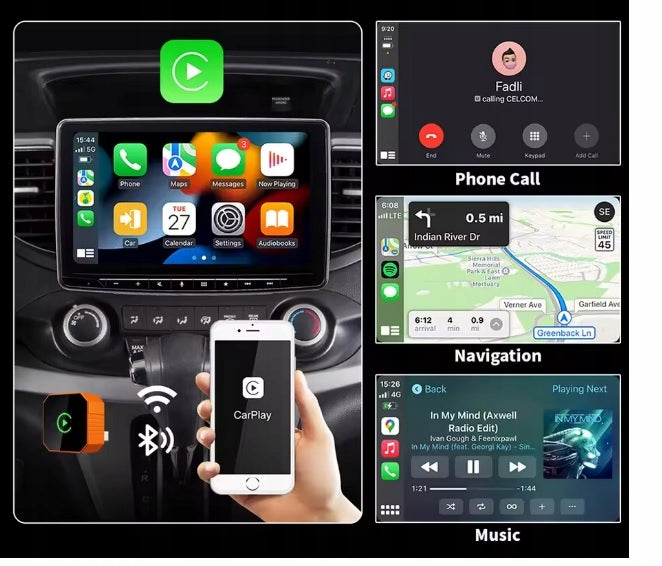 MINI ADAPTER CARPLAY ANDROID AUTO WIRELESS WFI BT 5GHz Wifi BT 5.2 USB Manufacturer code 07029