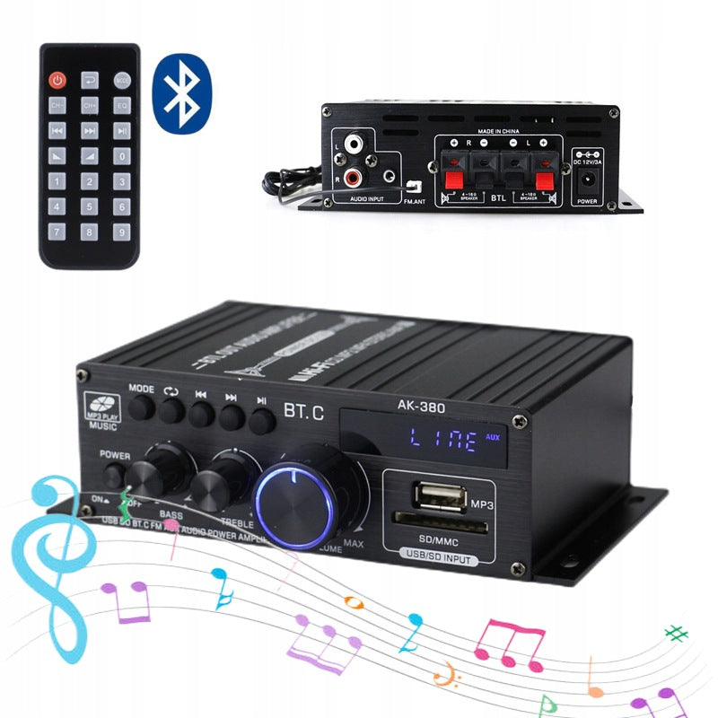 MINI AK-380 BLUETOOTH AMPLIFIER Hi-Fi FM RADIO 12V STEREO SOUND