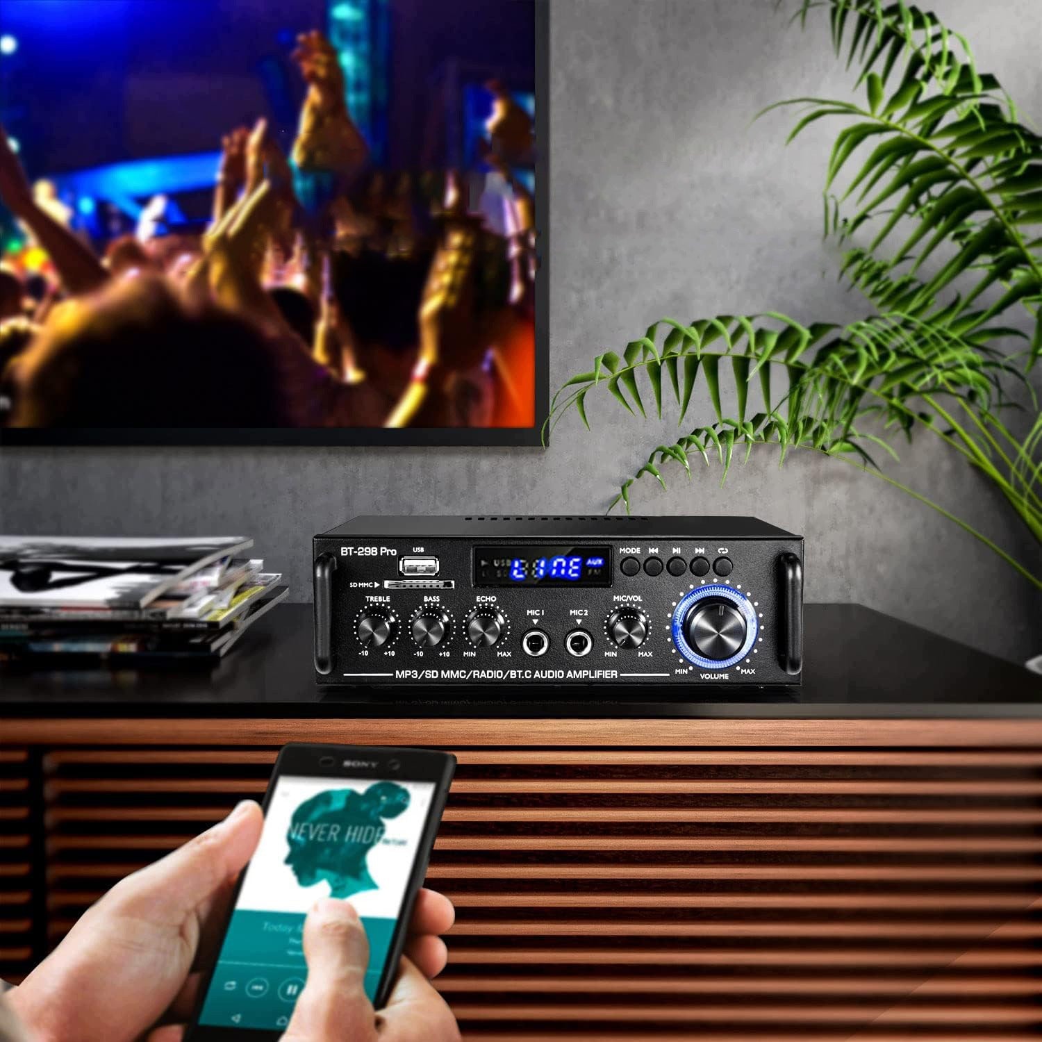 MINI AMPLIFIER BT-298PRO 50W+50W HIFI STEREO AMPLIFIER BLUETOOTH AUX USB Manufacturer code PDA7BU