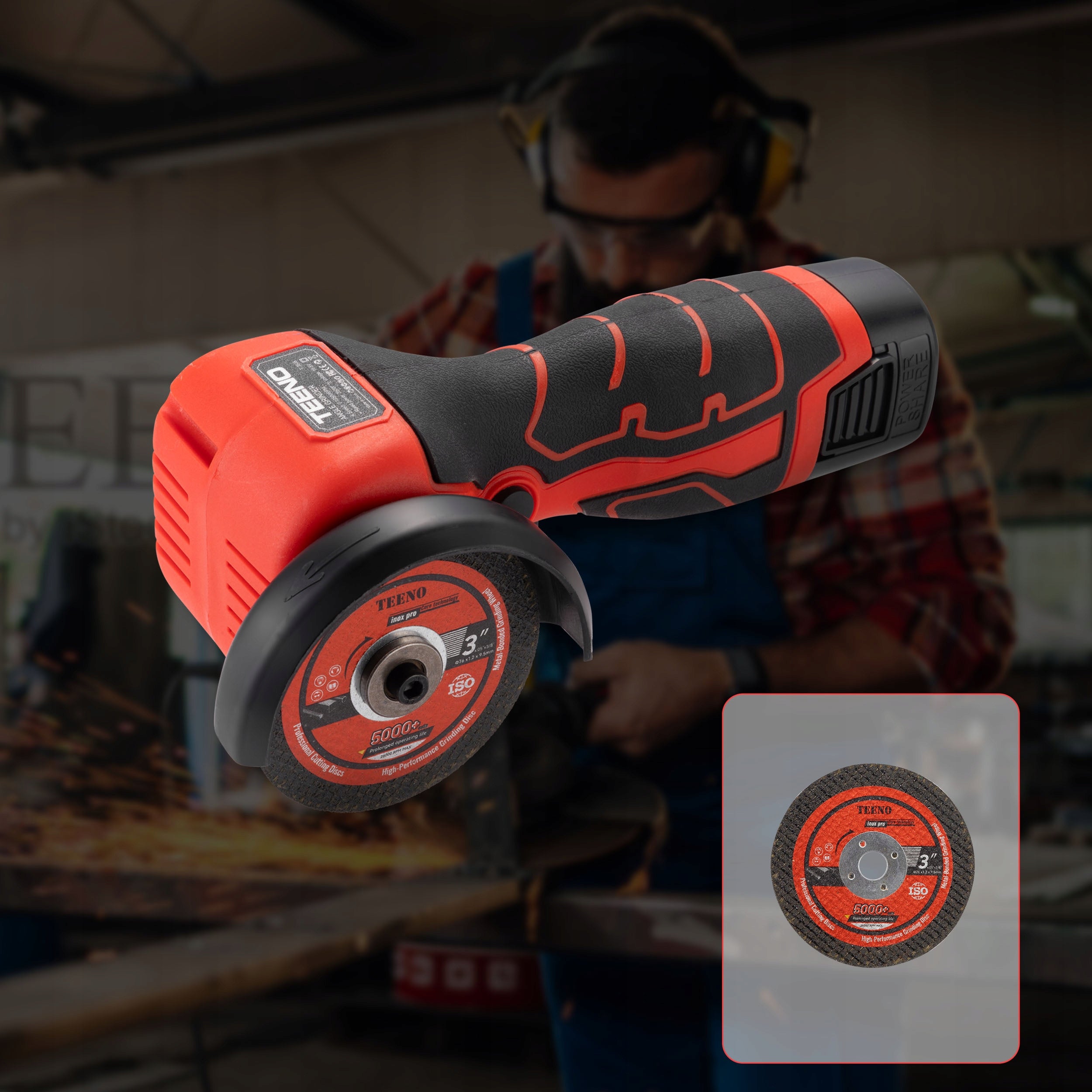 MINI ANGLE GRINDER 19500 RPM 16,8V 76MM 2xAKU 6 DISCS Manufacturer code T-3608