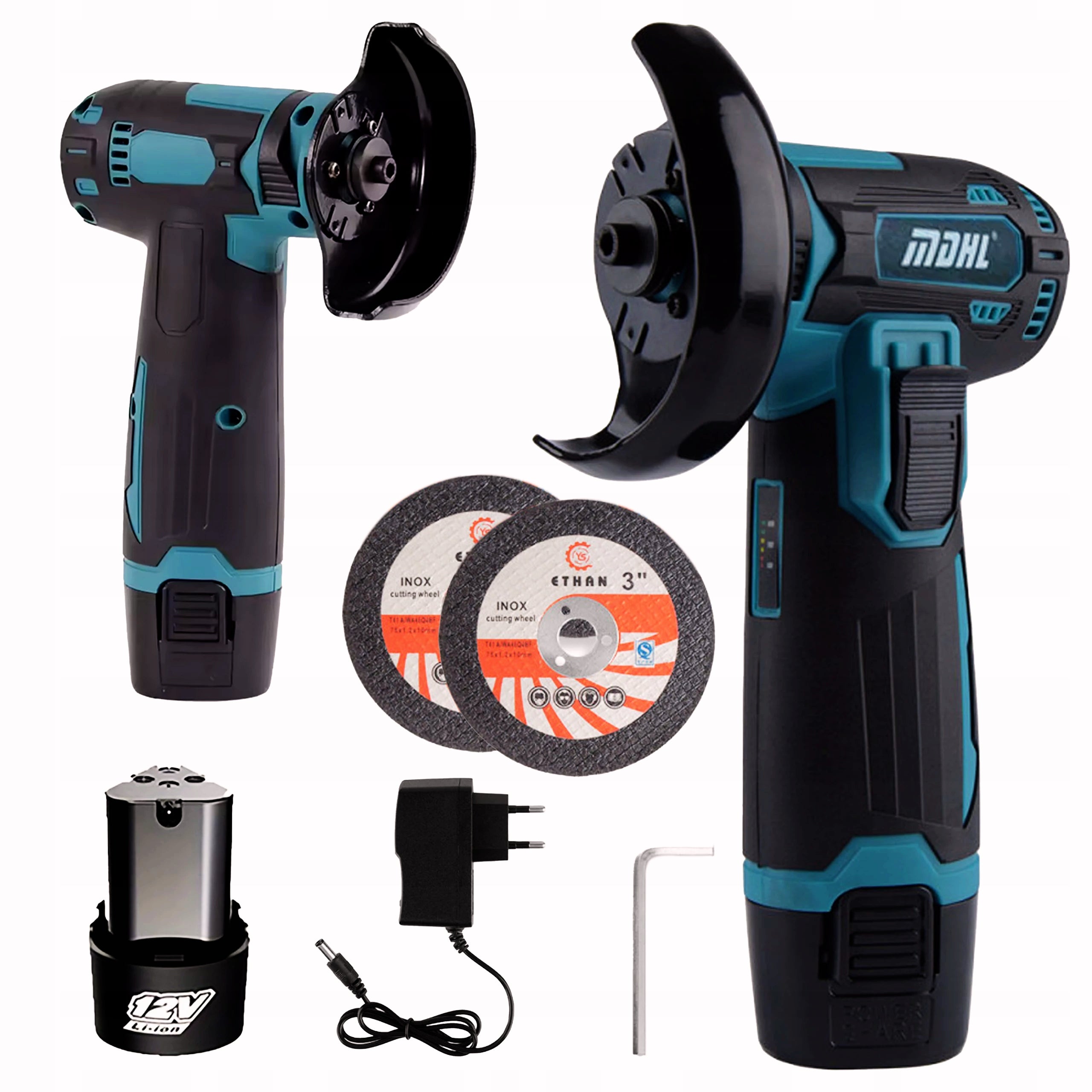 MINI ANGLE GRINDER MDHL 3" CORDLESS 12V SMALL 2X 76MM DISC