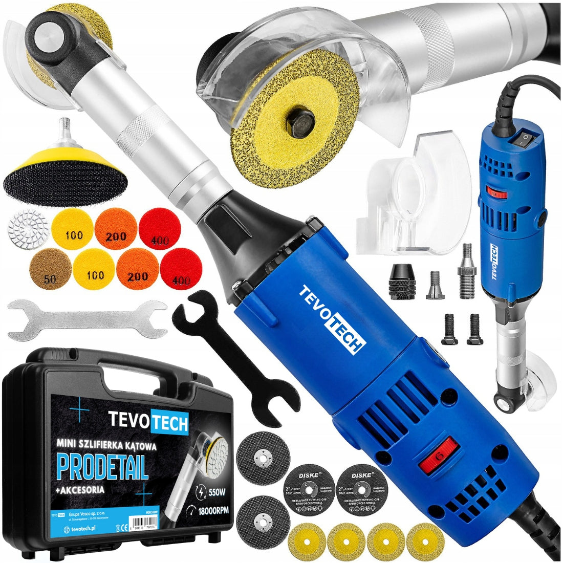 MINI ANGLE GRINDER PRECISE SPEED CONTROL 550W + ACCESSORIES DISCS