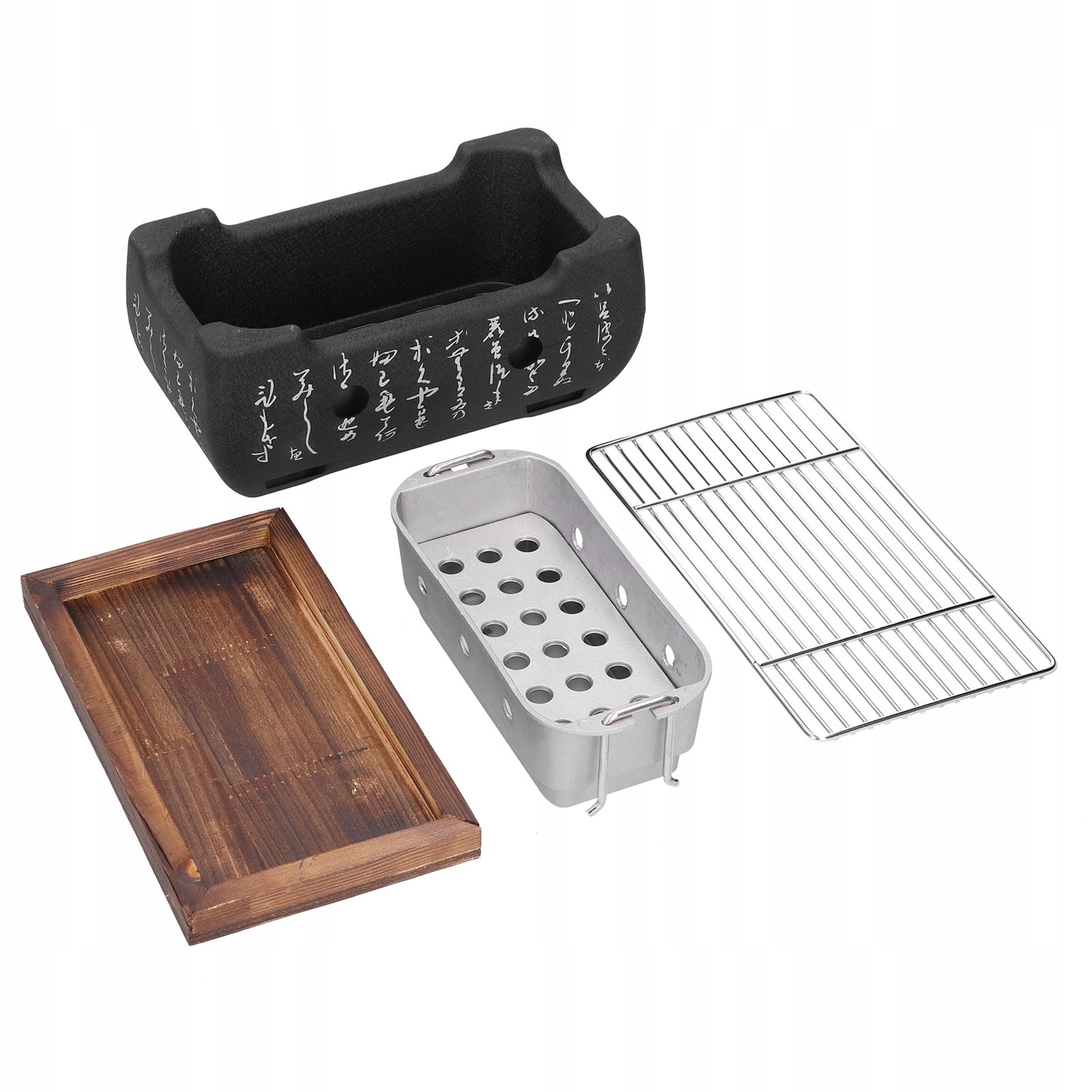 MINI BBQ JAPANESE GRILL, PORTABLE, ANTI-ADHESIVE ALUMINUM Grate length 13.5 cm