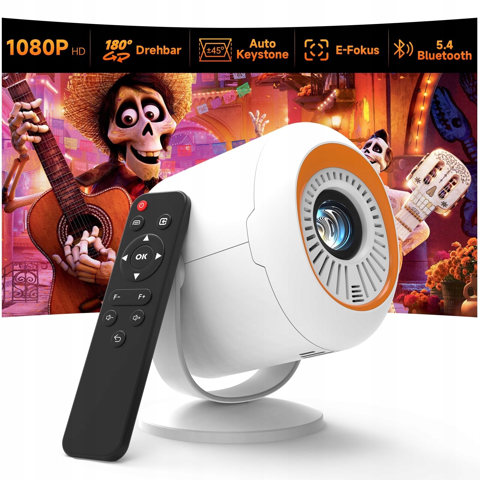 MINI BEAMER Projector 1080P WiFi Bluetooth HiFi For Bedroom And Home Theater