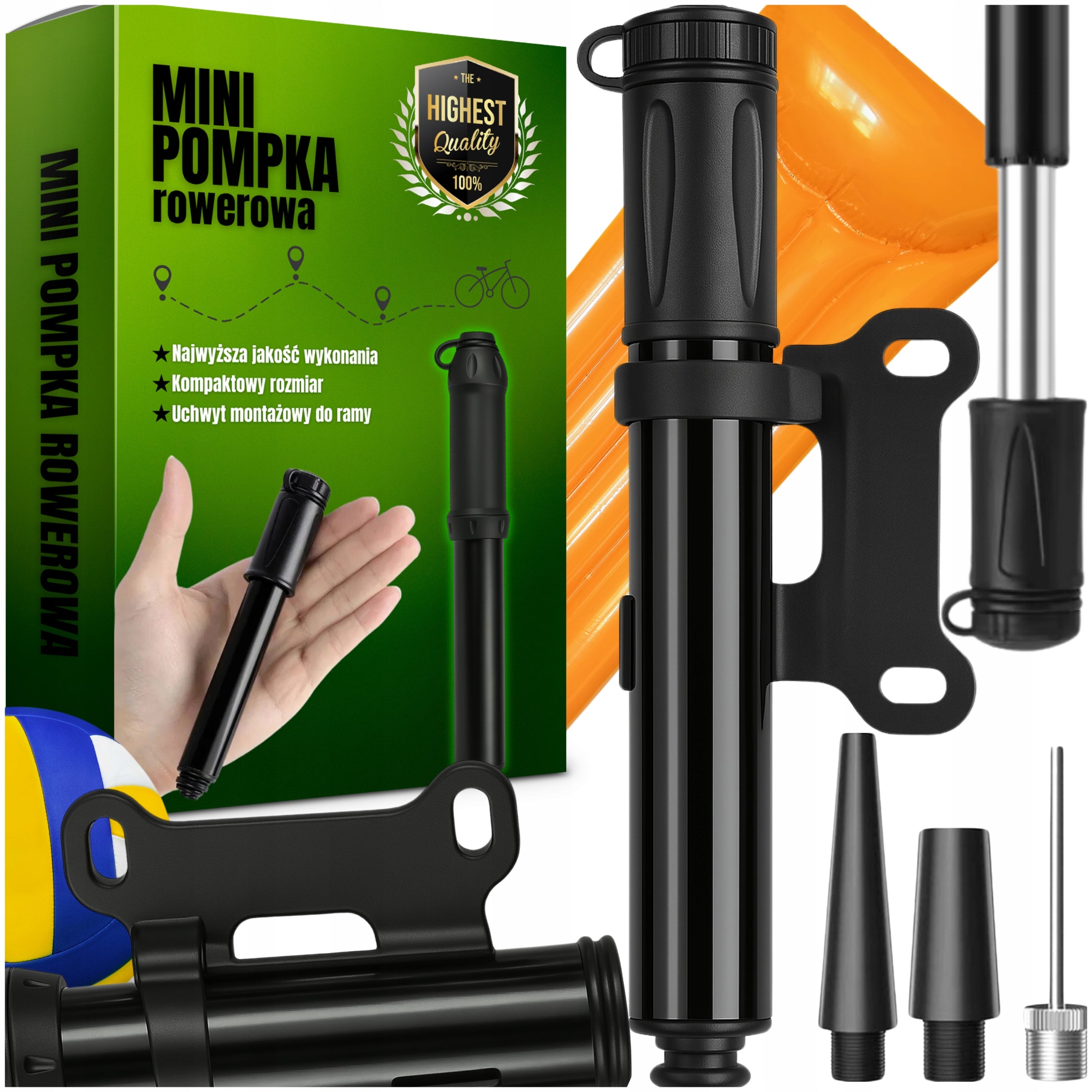 MINI BICYCLE PUMP MANUAL ALUMINUM COMPACT FOR SCOOTER BIKE 7 BAR