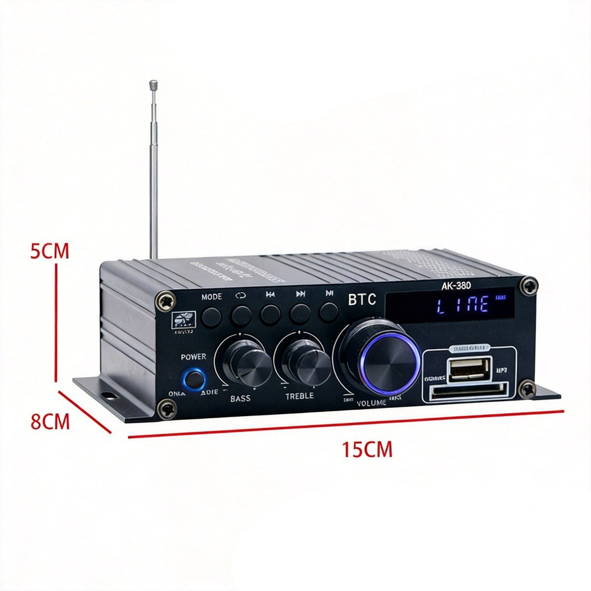 MINI BLUETOOTH HIFI AMPLIFIER 5.0 STEREO RADIO WITH REMOTE CONTROL 12V DC Model 6974437445458